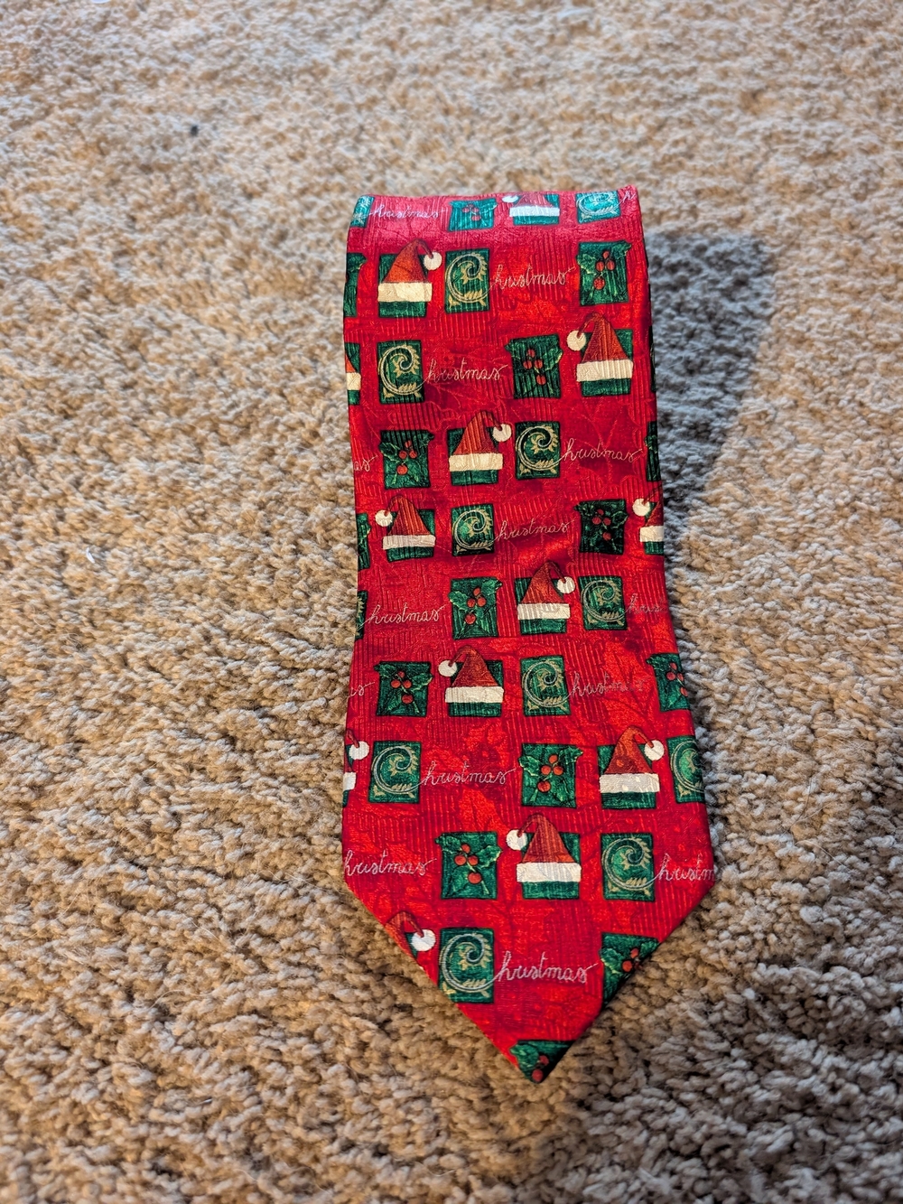 VTG Robert Talbott Bullock Jones Christmas Tie Red Silk Santa Hat Holiday 90s